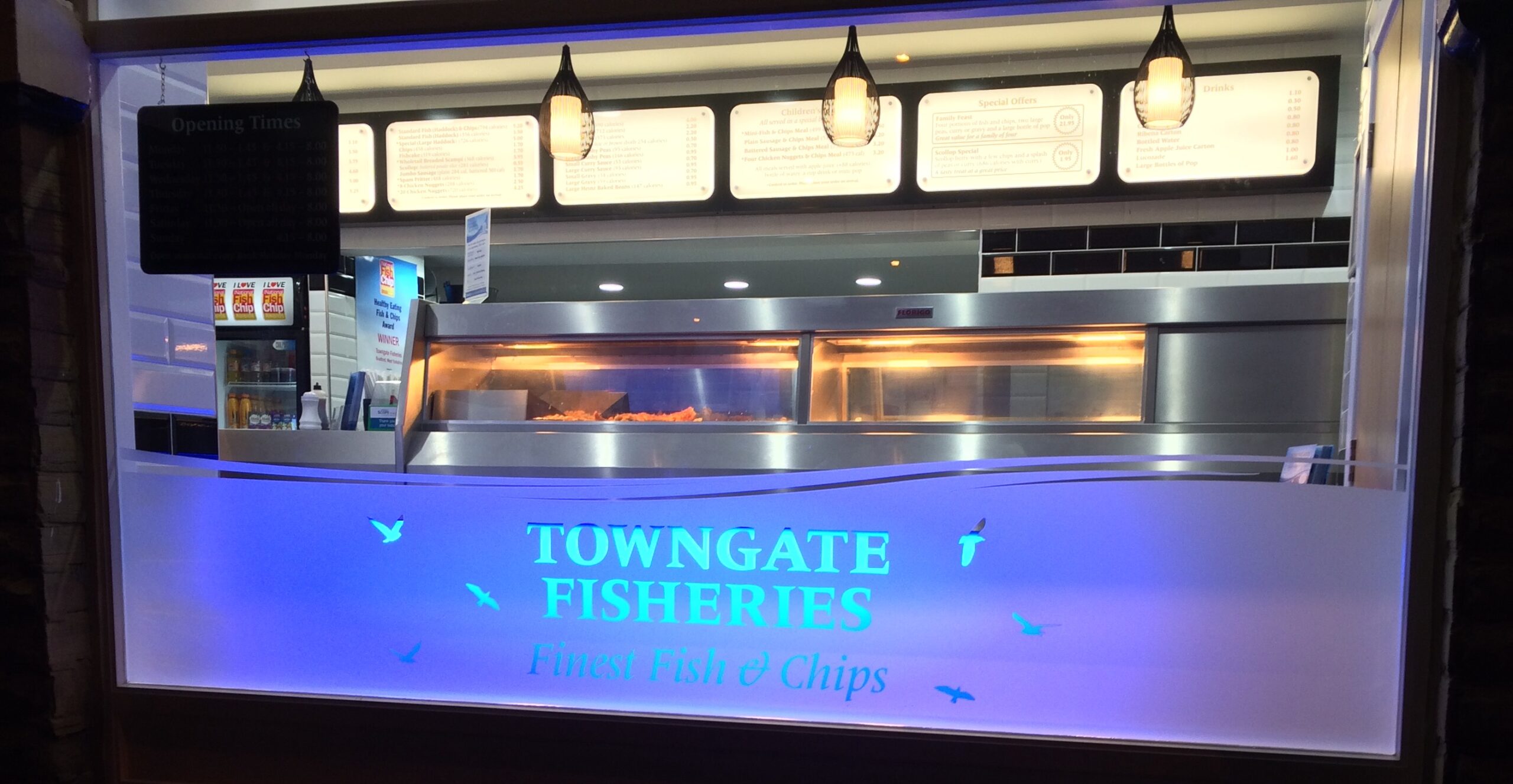 Image looking into the Towngate Fisheries Fish and Chips