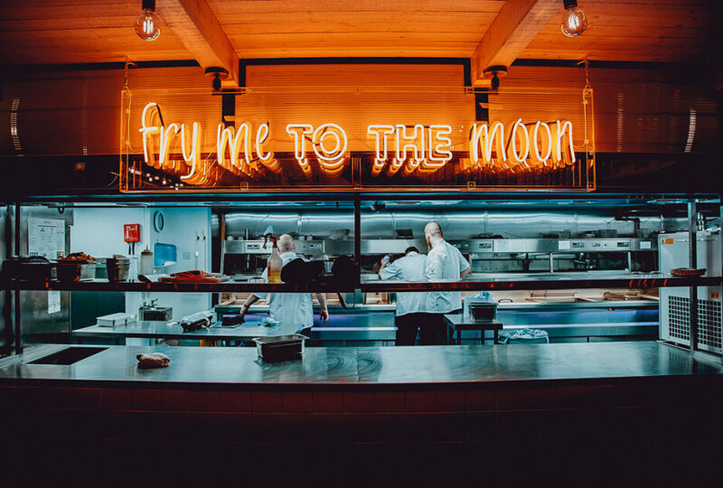 Fry me to the moon kitchen sign