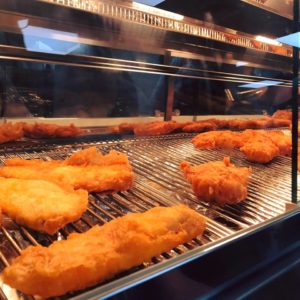 Battered fish in hotbox on Frying Range