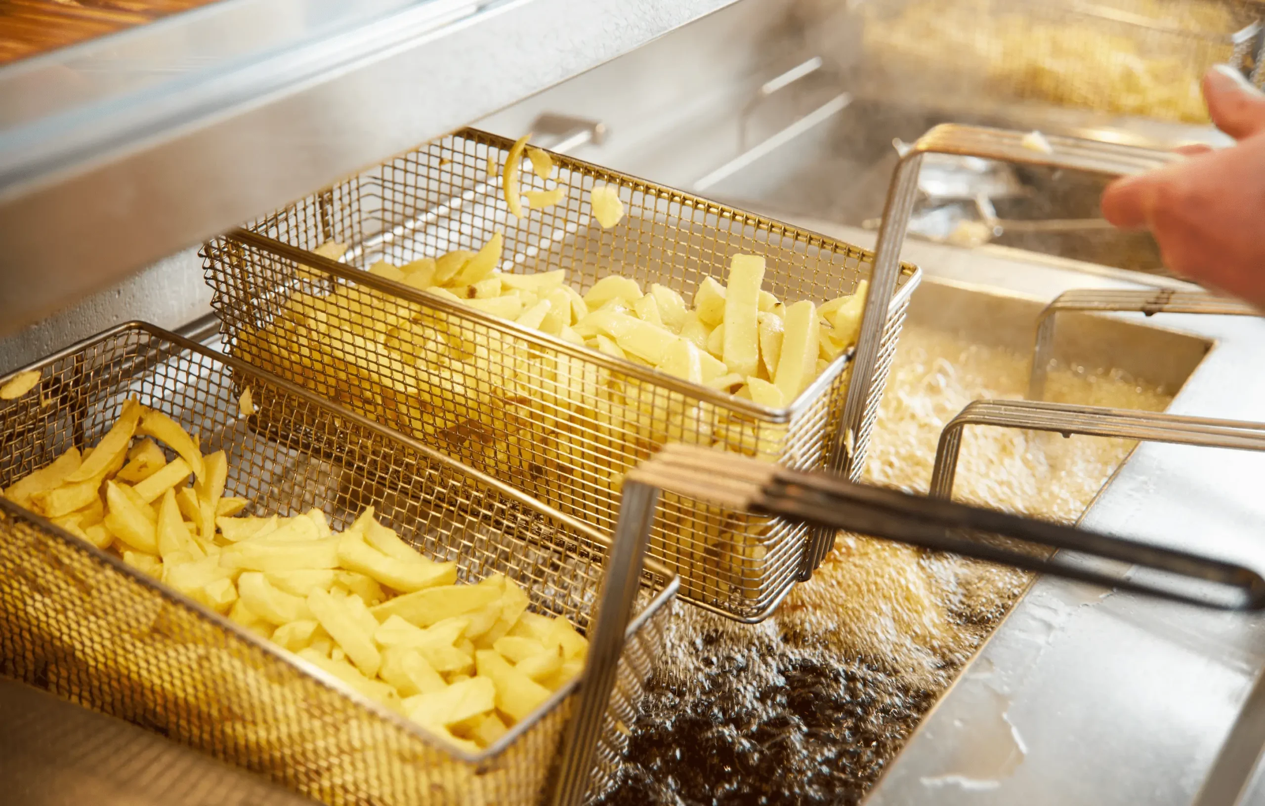 Chips in frying pans