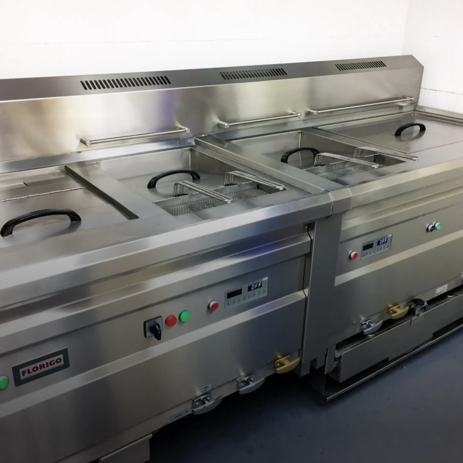 Commercial frying range pictured