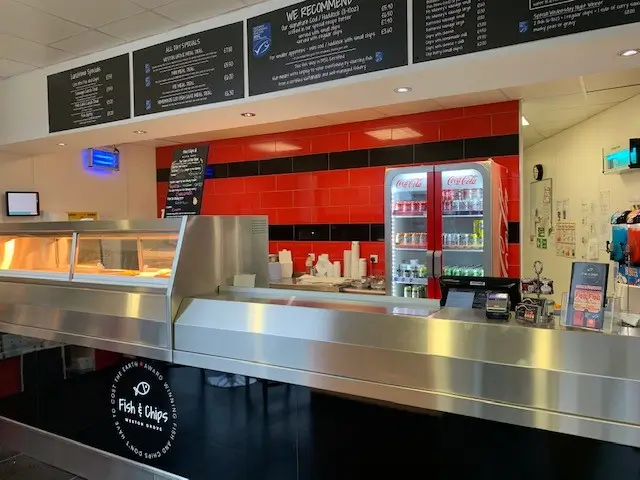 Inside fish and chip shop with Florigo counter range pictured