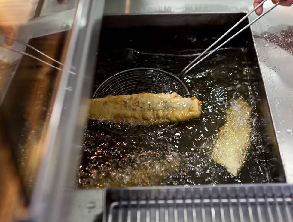 Fish being fried