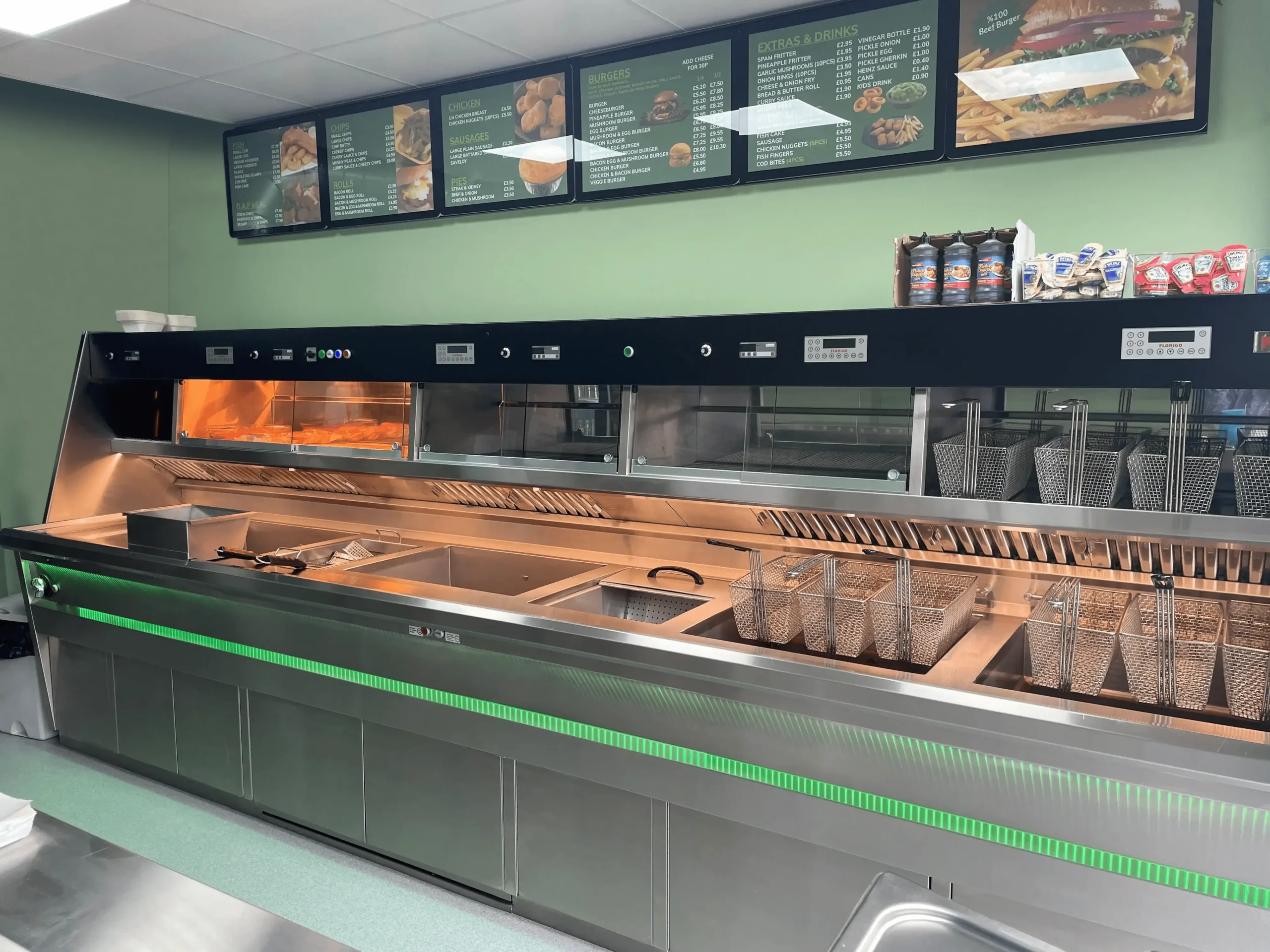 Florgio wall range in fish and chip shop